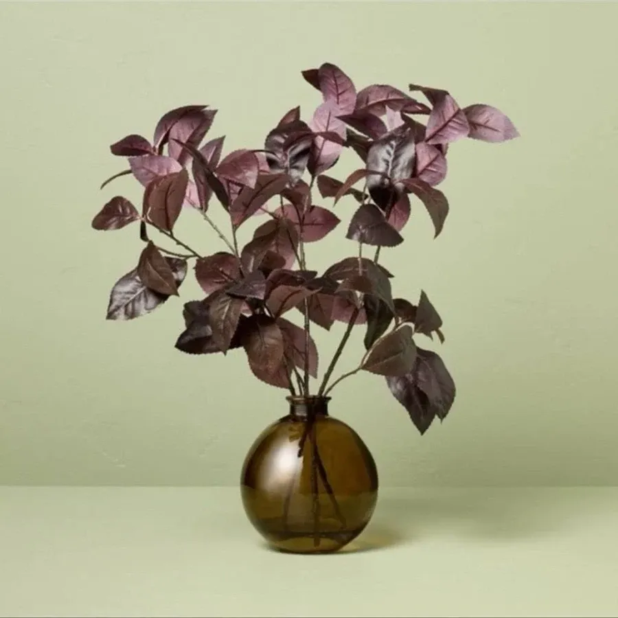 15.5" Black Plum Leaf Artificial Fall Arrangement - Hearth & Hand with Magnolia