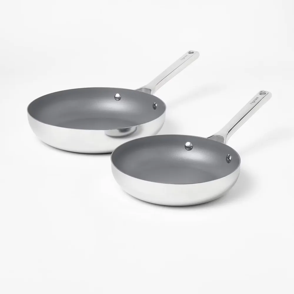 2pc Stainless Steel Ceramic Coated Nonstick Fry pan Set Dark Gray - Figmint