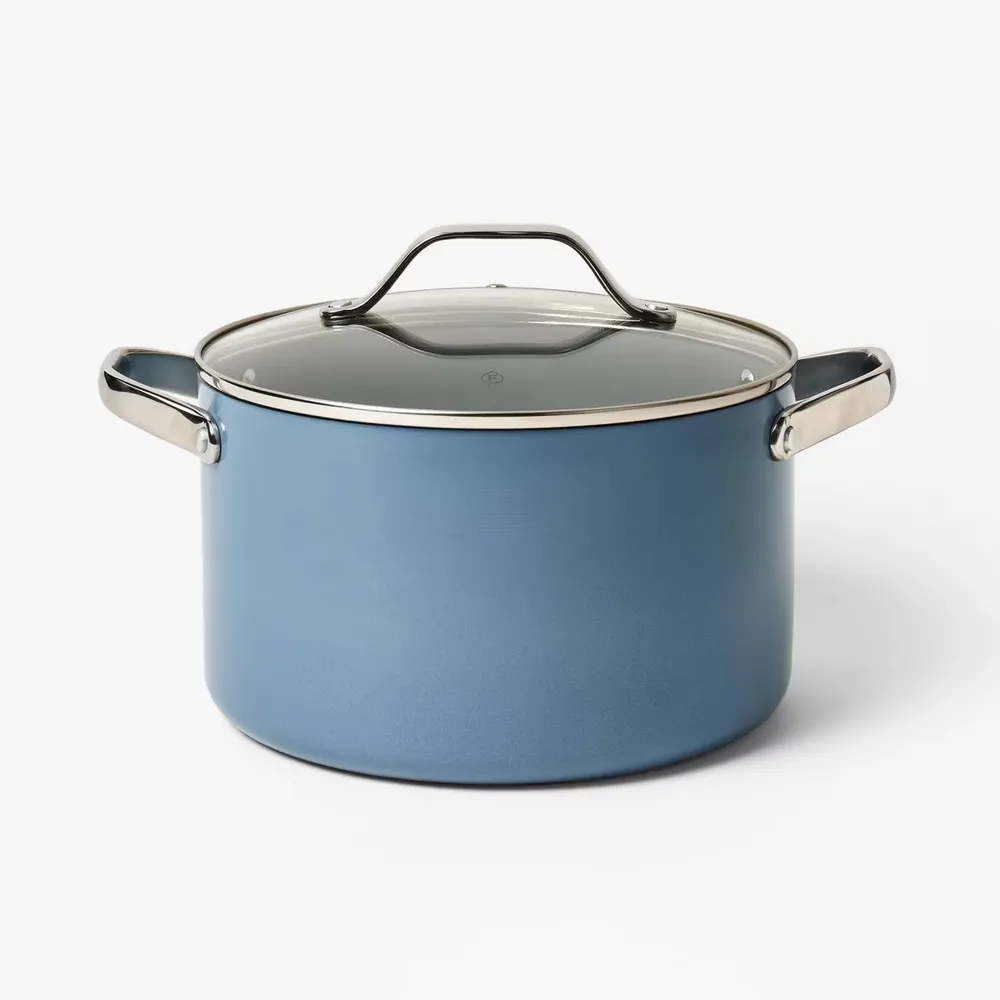 6qt Nonstick Ceramic Coated Aluminum Stock Pot Blue - Figmint