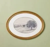 12"x16" Horizontal Oval Landscape Sketch Framed Wall Art - Hearth & Hand with Magnolia